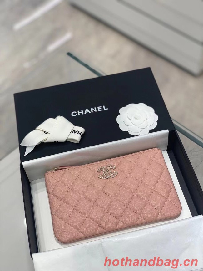 CHANEL SMALL POUCH Grained Calfskin & Gold-Tone Metal AP2968 Pink