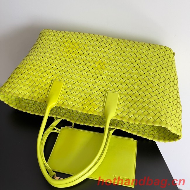 Bottega Veneta Large intreccio leather tote bag 608811 Acid kiwi