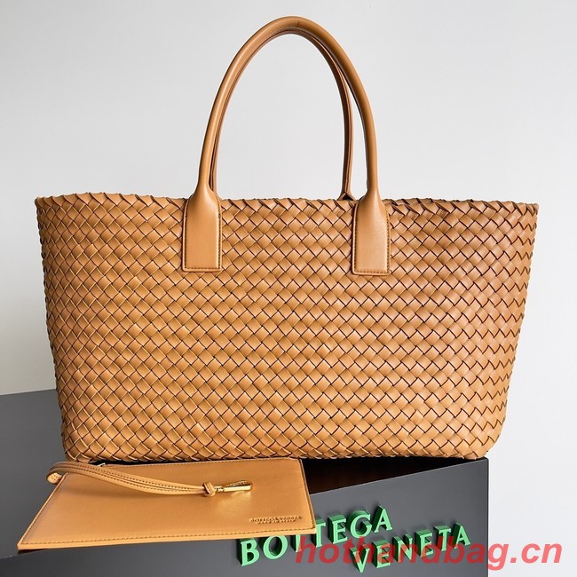 Bottega Veneta Large intreccio leather tote bag 608811 Caramel