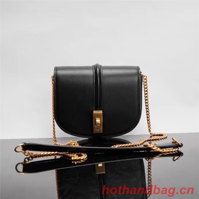 Celine TEEN CHAIN BESACE TRIOMPHE IN SHINY CALFSKIN 10G453 black