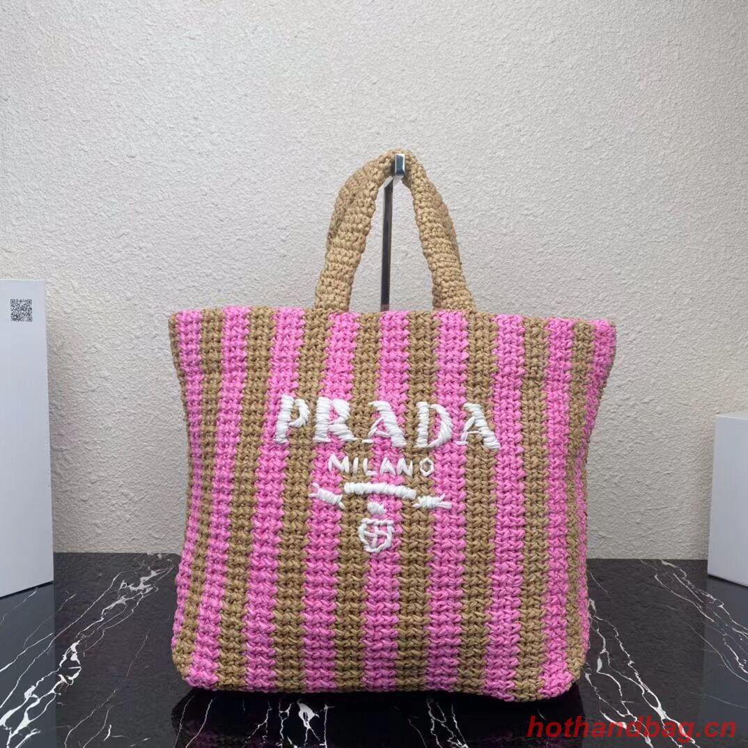 Prada Raffia tote bag 1NE229 pink