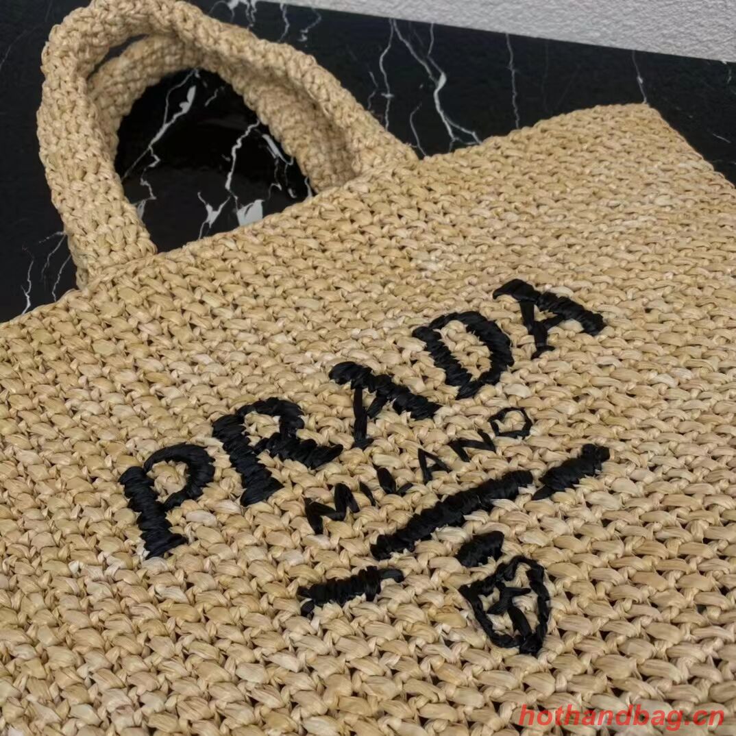 Prada Raffia tote bag 1NE229 tan