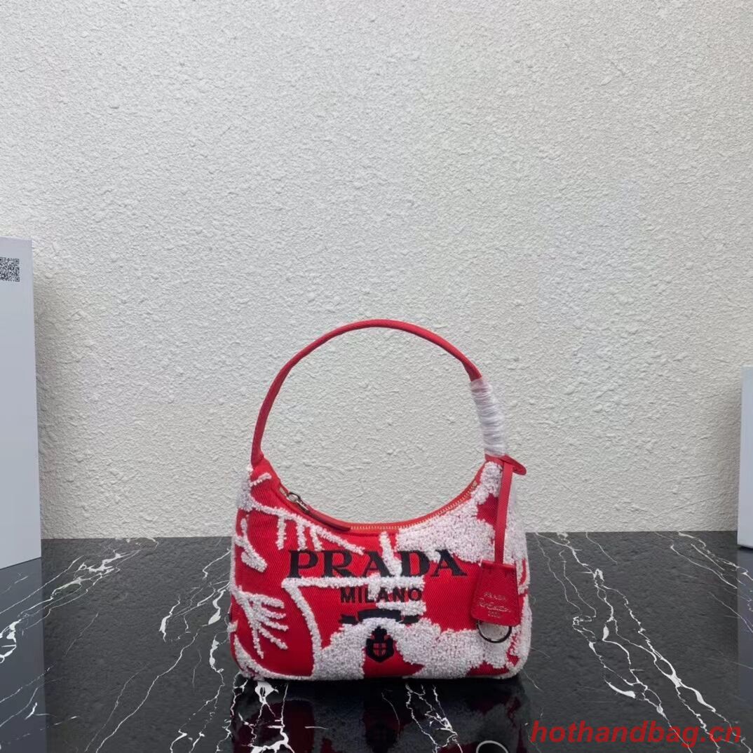 Prada Re-Edition 2000 embroidered drill mini bag 1NE515 red