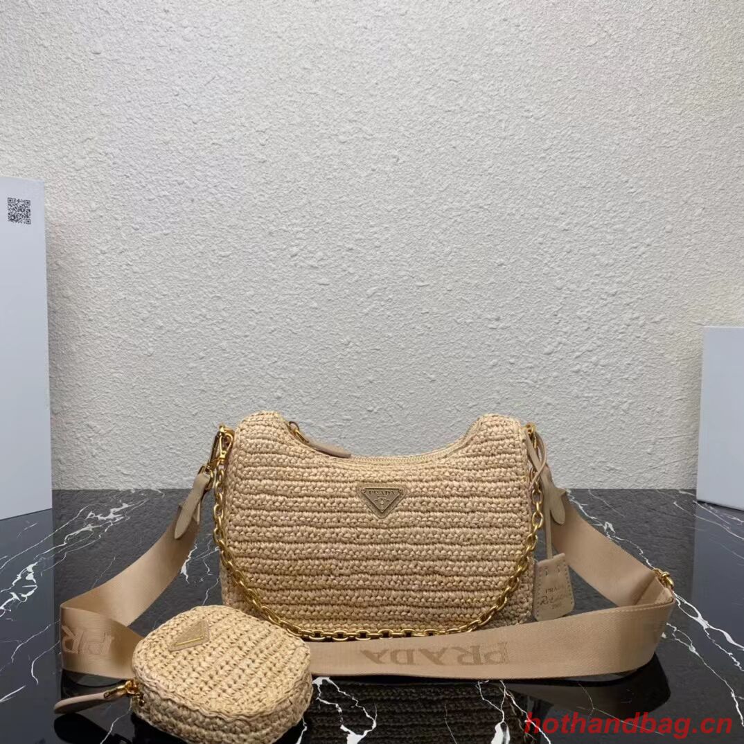 Prada Re-Edition 2005 raffia bag 1BH204 tan