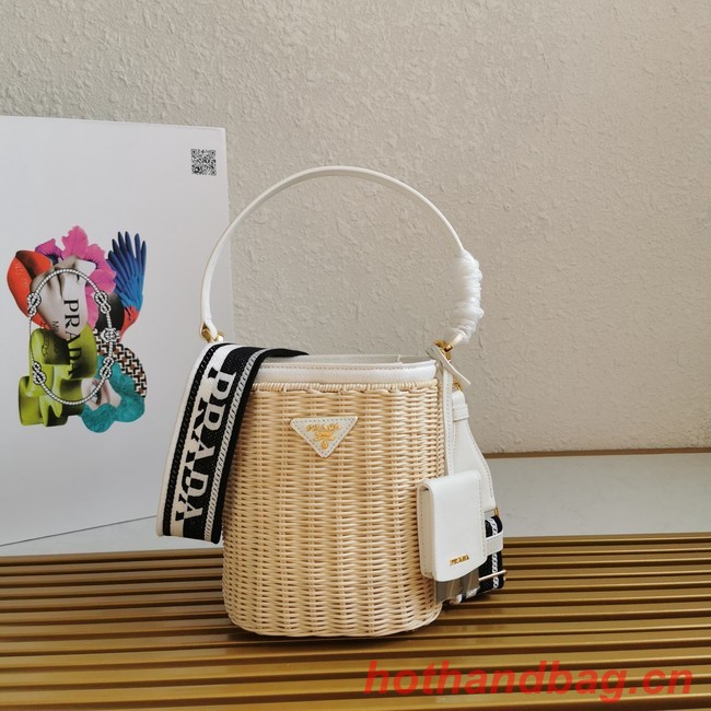 Prada Raffia tote bag 1BE062 white