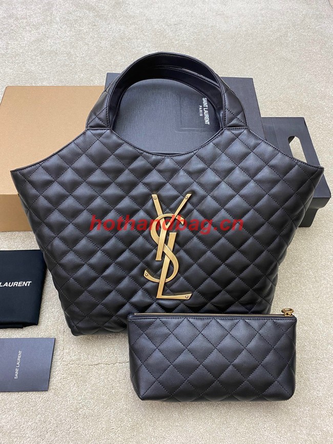 Yves Saint Laurent ICARE MAXI SHOPPING BAG IN QUILTED LAMBSKIN 698652 Black