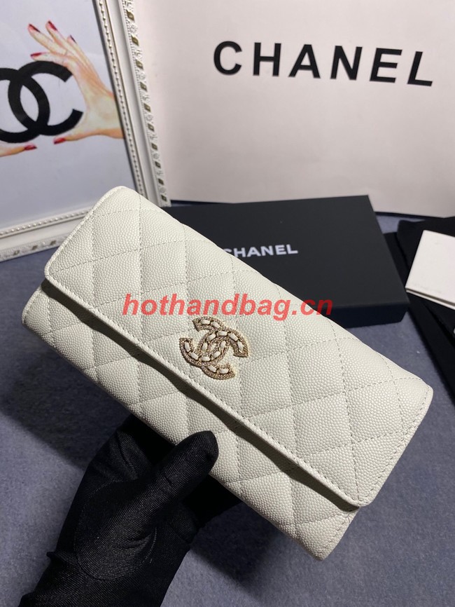 Chanel Calfskin Leather & Gold-Tone Metal AP2740 white