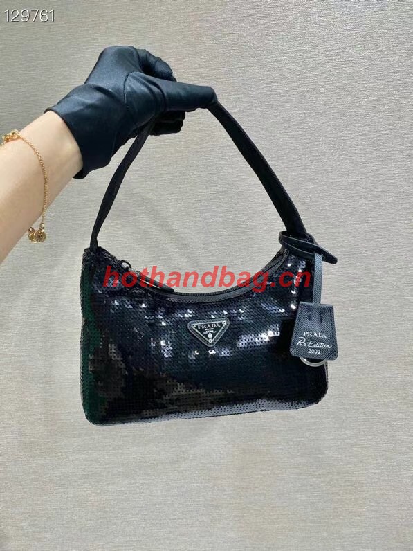 Prada Re-Edition 2000 sequined Re-Nylon mini-bag 1BC515 black