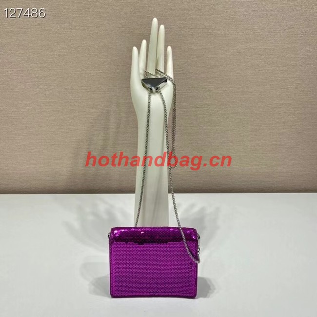 Prada Crystal-studded card holder with shoulder strap 1MR024 Purplish