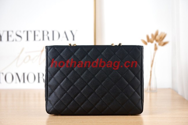 CHANEL Grained Calfskin & Gold-Tone Metal SHOPPING BAG AS3583 black