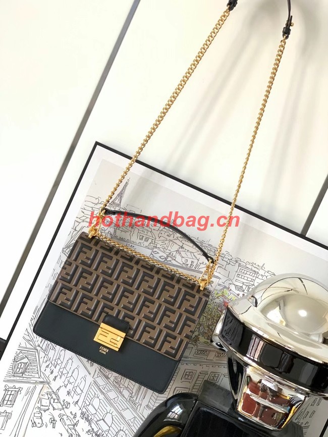 FENDI Kan I Black leather bag 8BT315 black