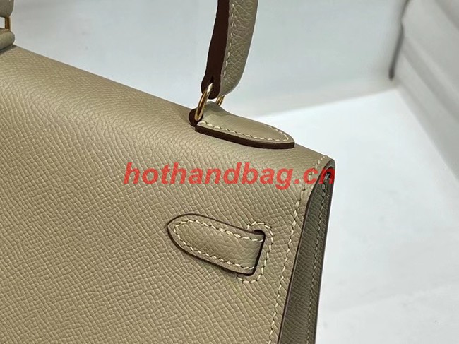 Hermes Kelly 20cm Shoulder Bags Epsom KL2750 Pearl grey&gold