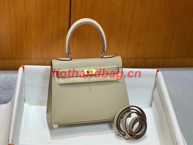 Hermes Kelly 20cm Shoulder Bags Epsom KL2750 Pearl grey&gold