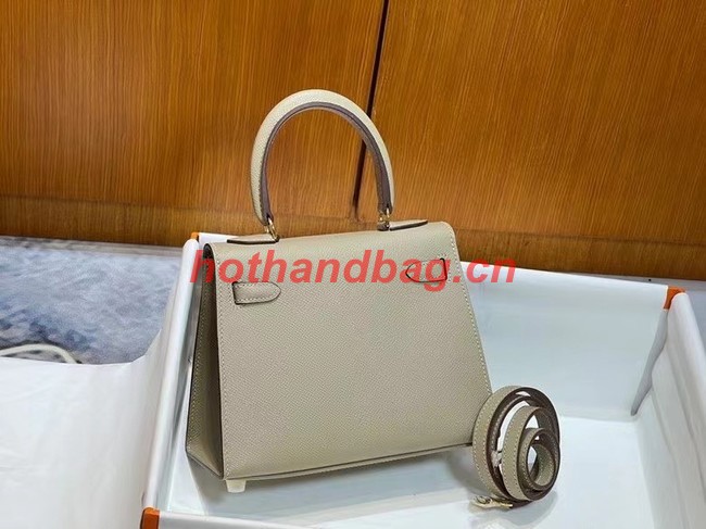 Hermes Kelly 20cm Shoulder Bags Epsom KL2750 Pearl grey&gold