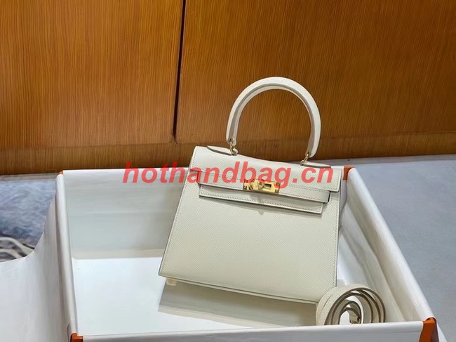 Hermes Kelly 20cm Shoulder Bags Epsom KL2750 White&gold