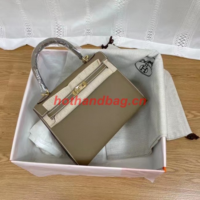 Hermes Kelly 25cm Shoulder Bags Epsom KL2755 Elephant Grey&gold-Tone Metal