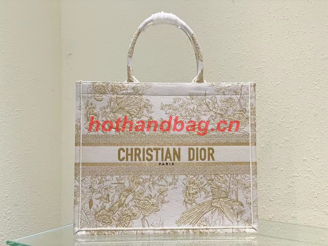 LARGE DIOR BOOK TOTE Dior Jardin d Hiver Embroidery with Gold-Tone Metallic Thread M1286