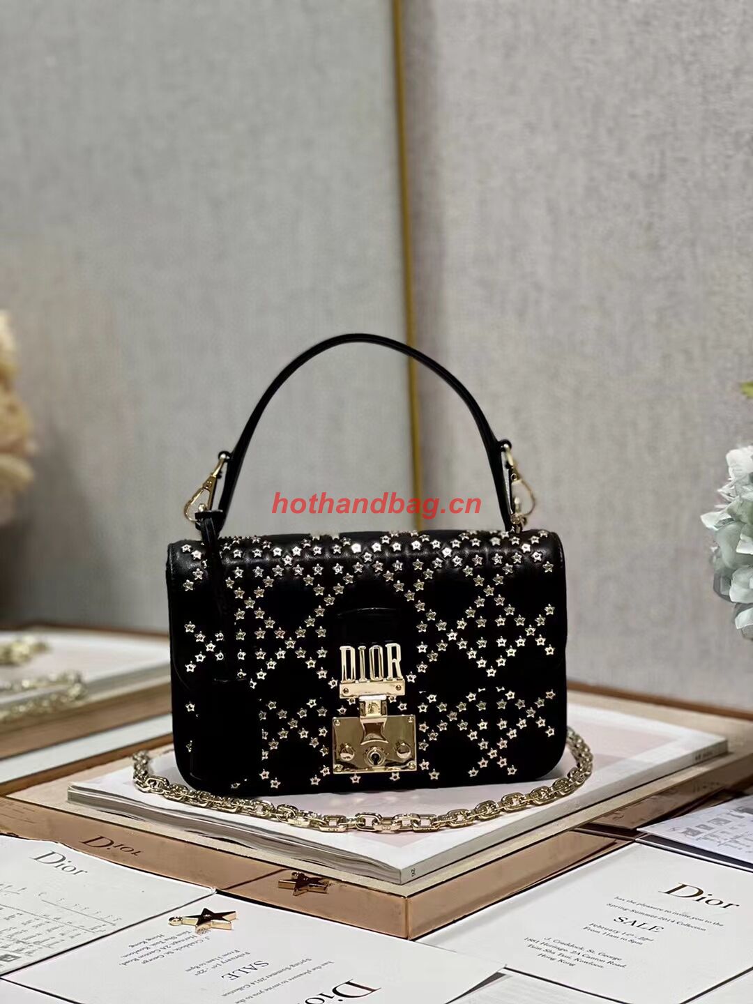 DIOR BAG Lucky Star Cannage Lambskin C2628 BLACK