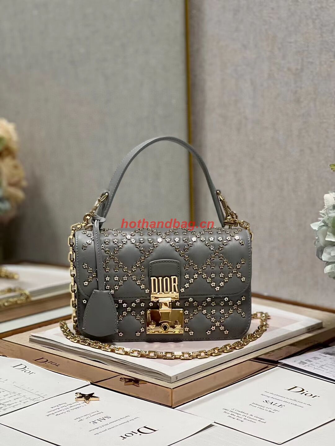 DIOR BAG Lucky Star Cannage Lambskin C2628 gray