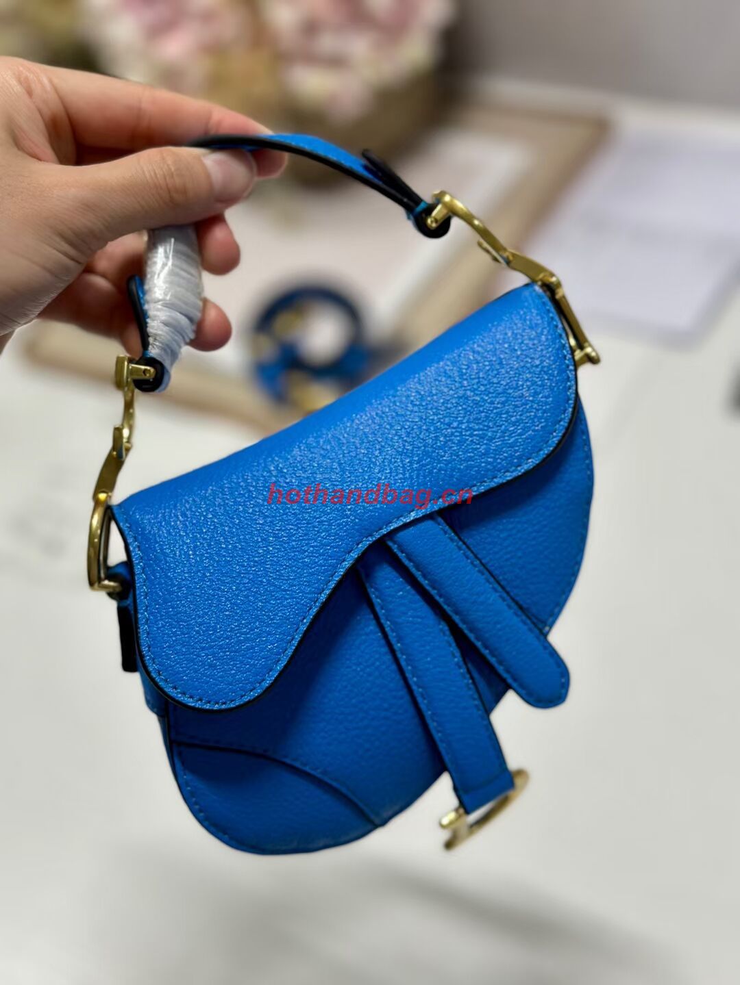 DIOR MICRO SADDLE BAG Antique Goatskin S5685CC blue