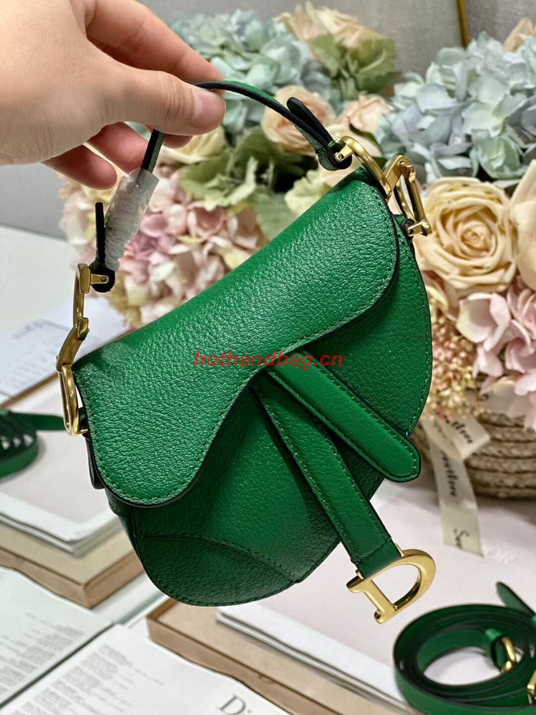 DIOR MICRO SADDLE BAG Antique Goatskin S5685CC green