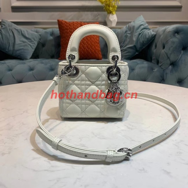 MICRO LADY DIOR BAG Scarlet Cannage Lambskin S0856O white&silver