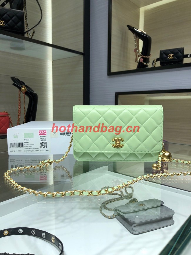 CHANEL WALLET ON CHAIN AP1450 light green