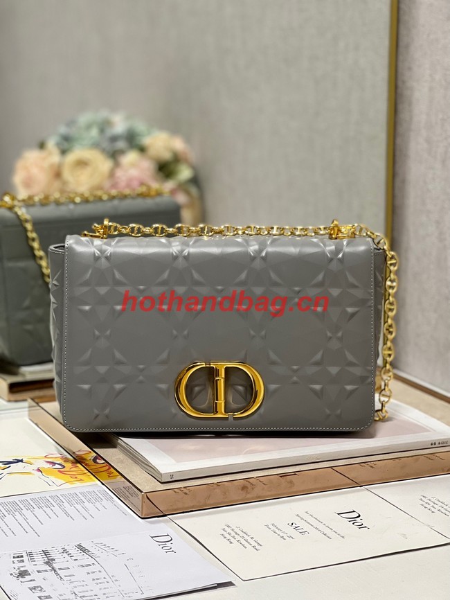 MEDIUM DIOR CARO BAG Cannage Calfskin with Diamond Motif M9241UW gray&gold