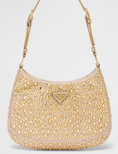 Prada Cleo satin bag with crystals 1BC169 gold