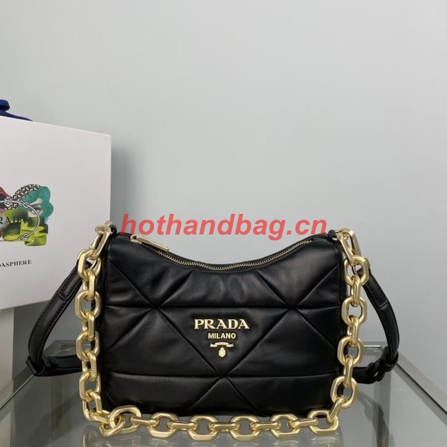 Prada nappa leather padded hobo bag 1BC157 black