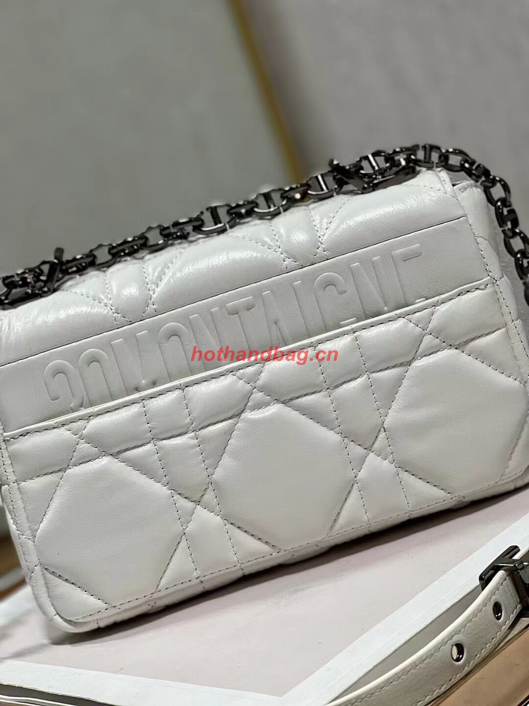 SMALL DIOR CARO BAG Supple Cannage Calfskin M9241U white&black