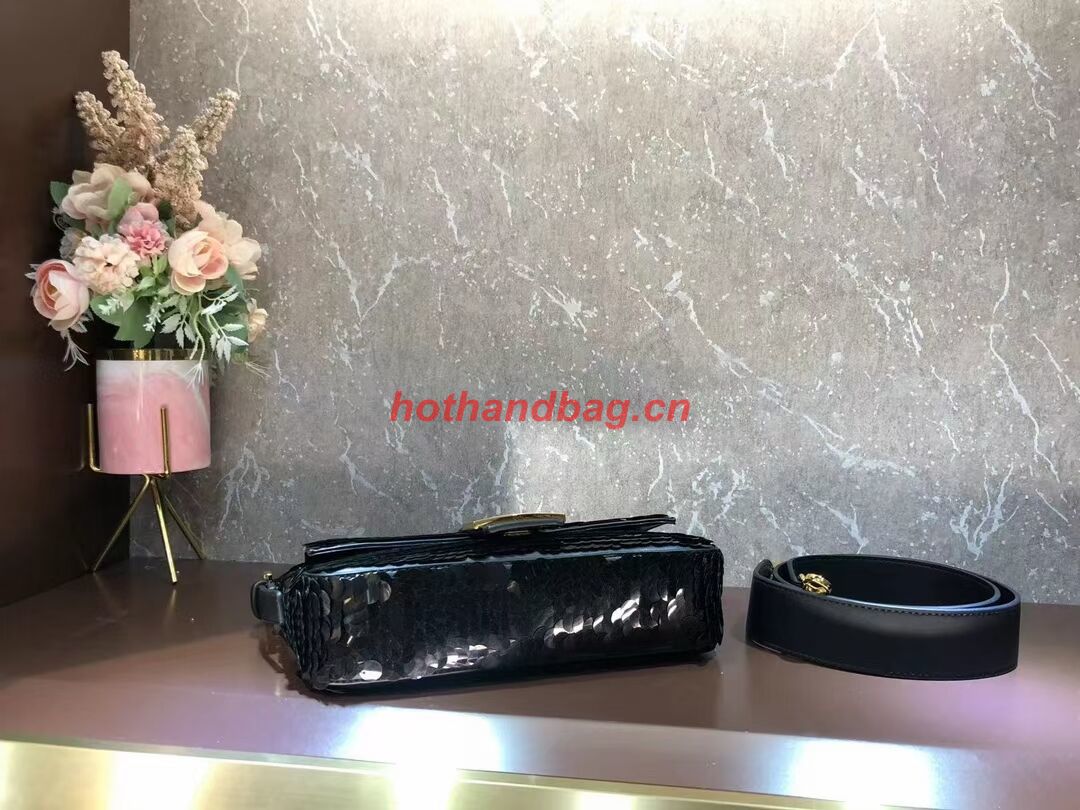 Fendi Baguette sequin and leather bag 8BR600 black