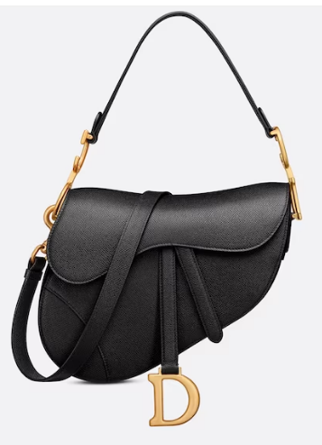 DIOR SADDLE BAG WITH STRAP Grained Calfskin M0455C black