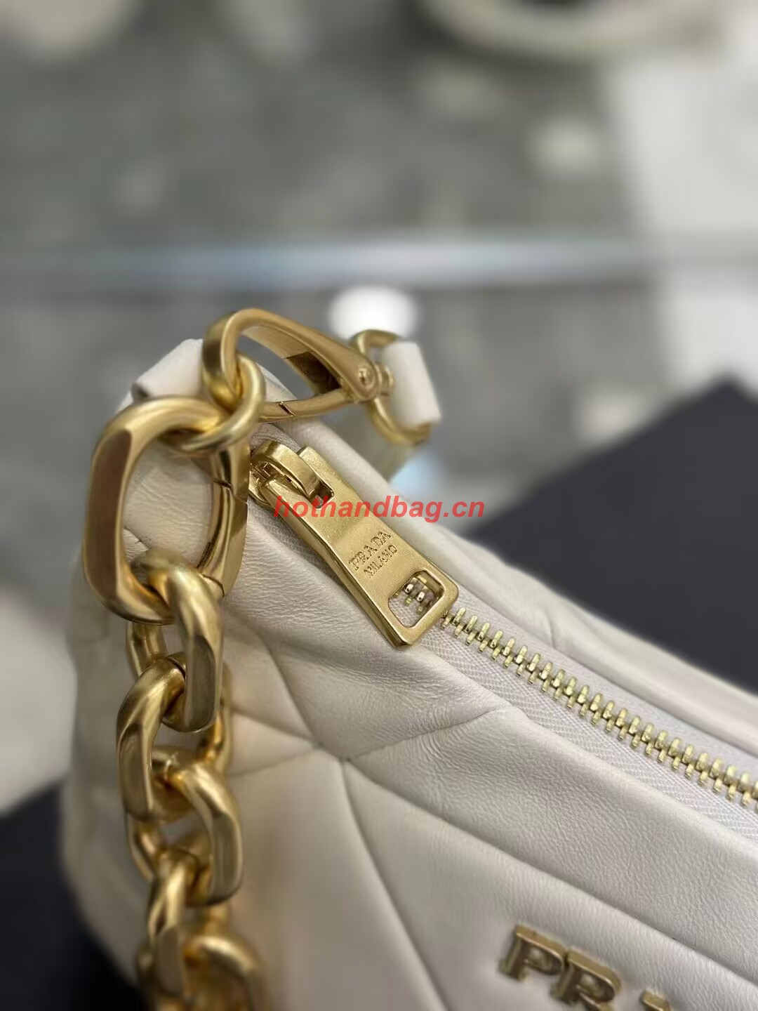 Prada leather shoulder bag 1BH117 white