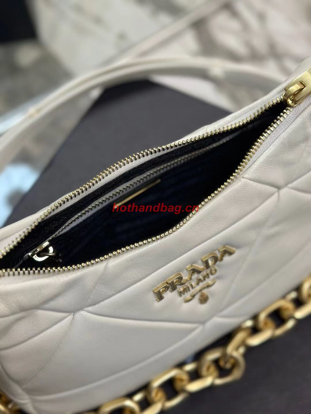 Prada leather shoulder bag 1BH117 white