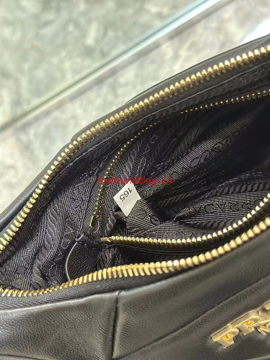 Prada leather shoulder bag 1BH117 black