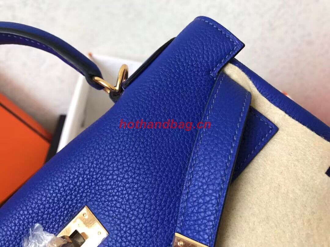 Hermes Kelly 25cm Shoulder Bags Togo KL2755 Electrooptic blue&gold