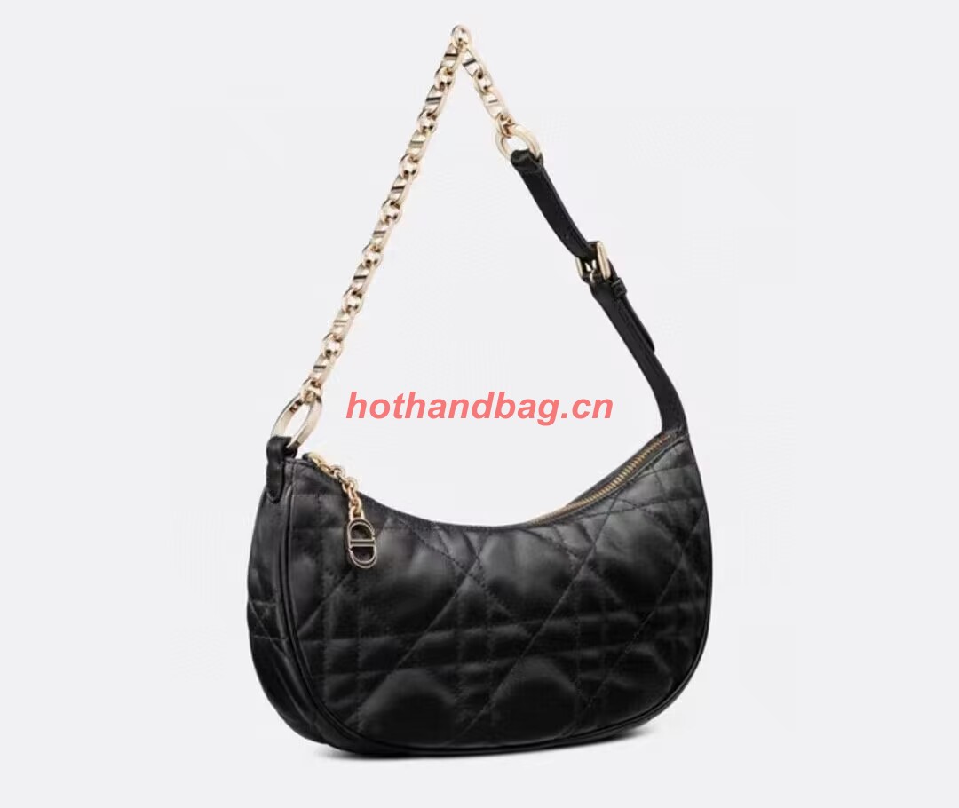 SMALL DIOR CD LOUNGE BAG black Supple Macrocannage Lambskin M2252ONG