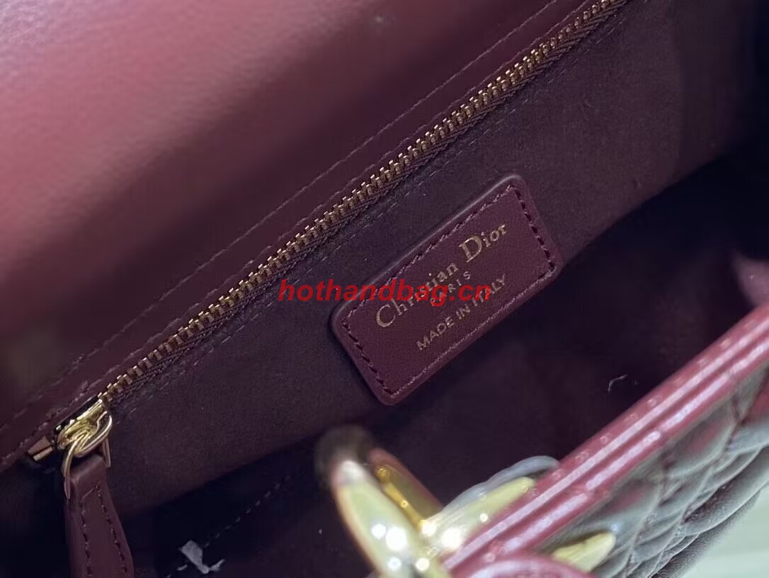 SMALL LADY DIOR MY ABCDIOR BAG Cannage Lambskin M0538ONG wine