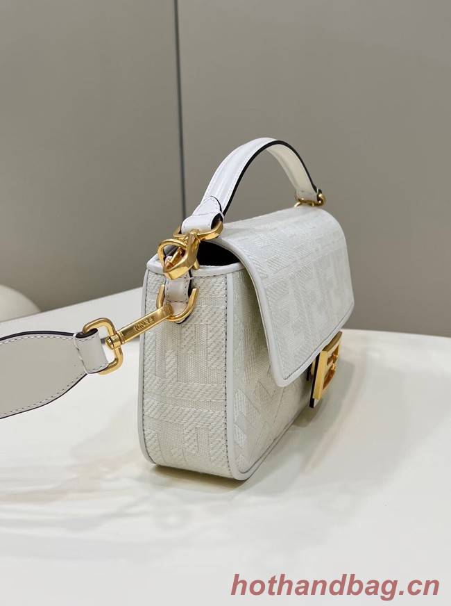 Fendi Baguette canvas bag with FF embroidery 8BR600 white