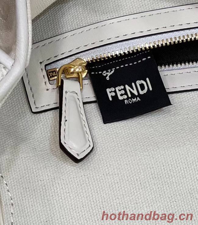 Fendi Baguette canvas bag with FF embroidery 8BR600 white