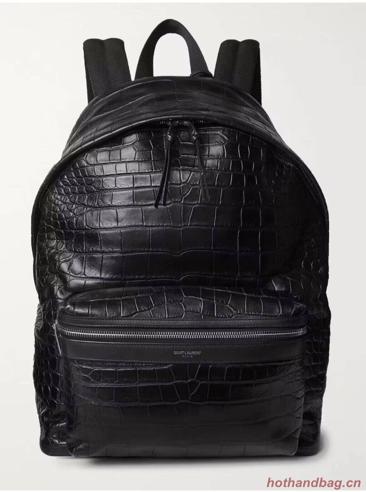 SAINT LAURENT LEATHER large knapsack Y886653 black