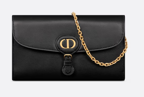 DIOR BOBBY EAST-WEST POUCH WITH CHAIN Smooth Calfskin S5703UBP BLACK