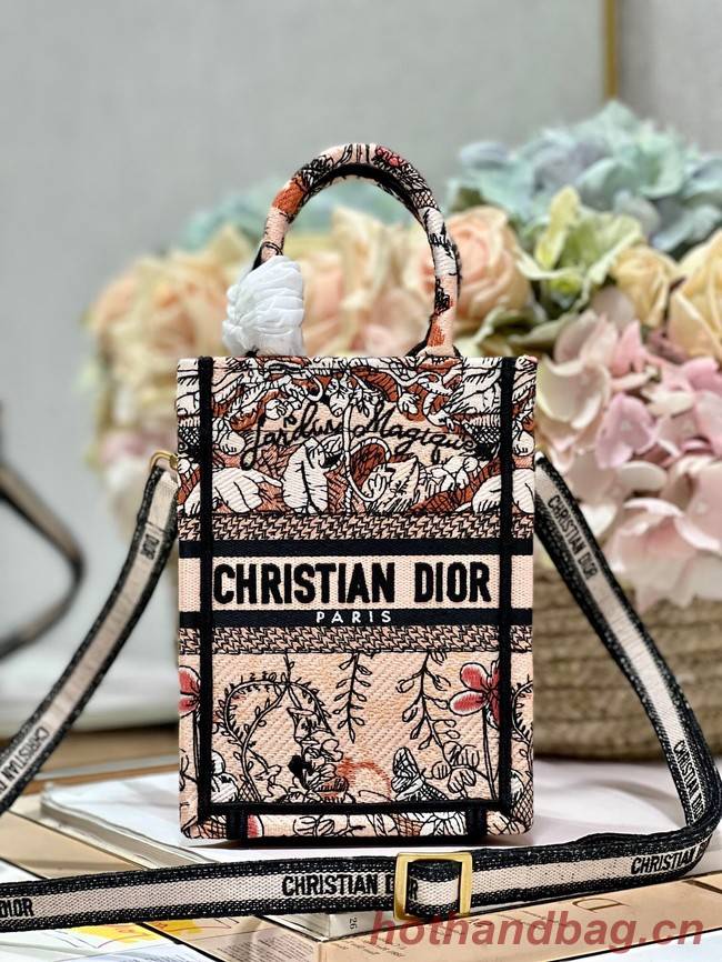 MINI DIOR BOOK TOTE PHONE BAG Embroidery S5555CES-2