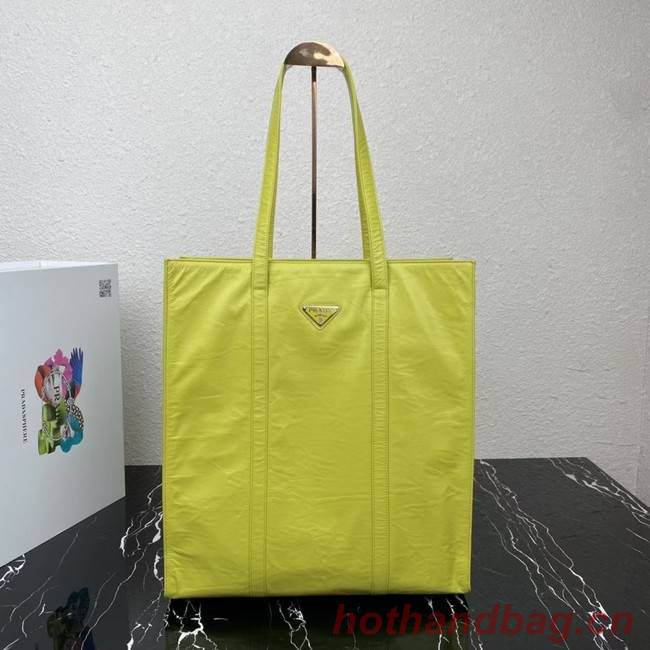 Prada Medium antiqued nappa leather tote bag 1BG587 yellow