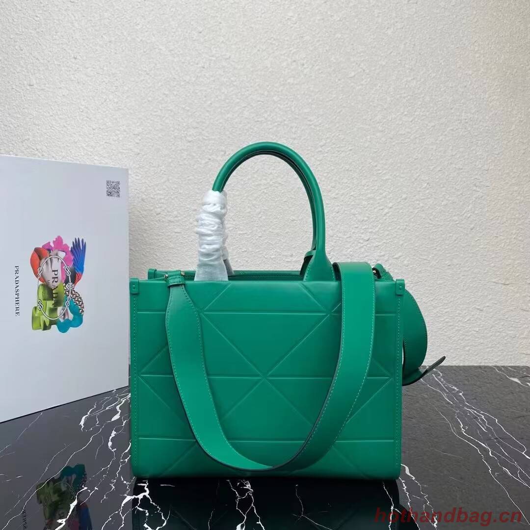 Small leather Prada Symbole bag with topstitching 1HH039 green