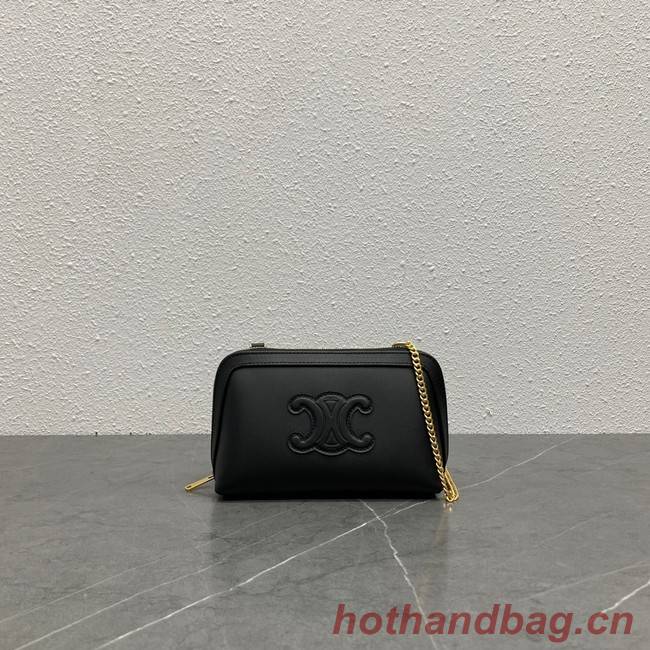 Celine CLUTCH WITH CHAIN IN TRIOMPHE LAMBSKIN 100382 black