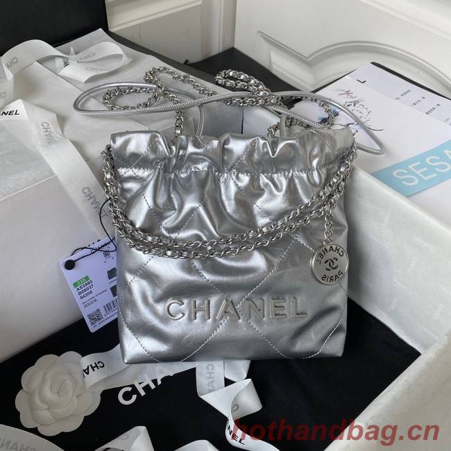 CHANEL 22 MINI HANDBAG AS3980 silver