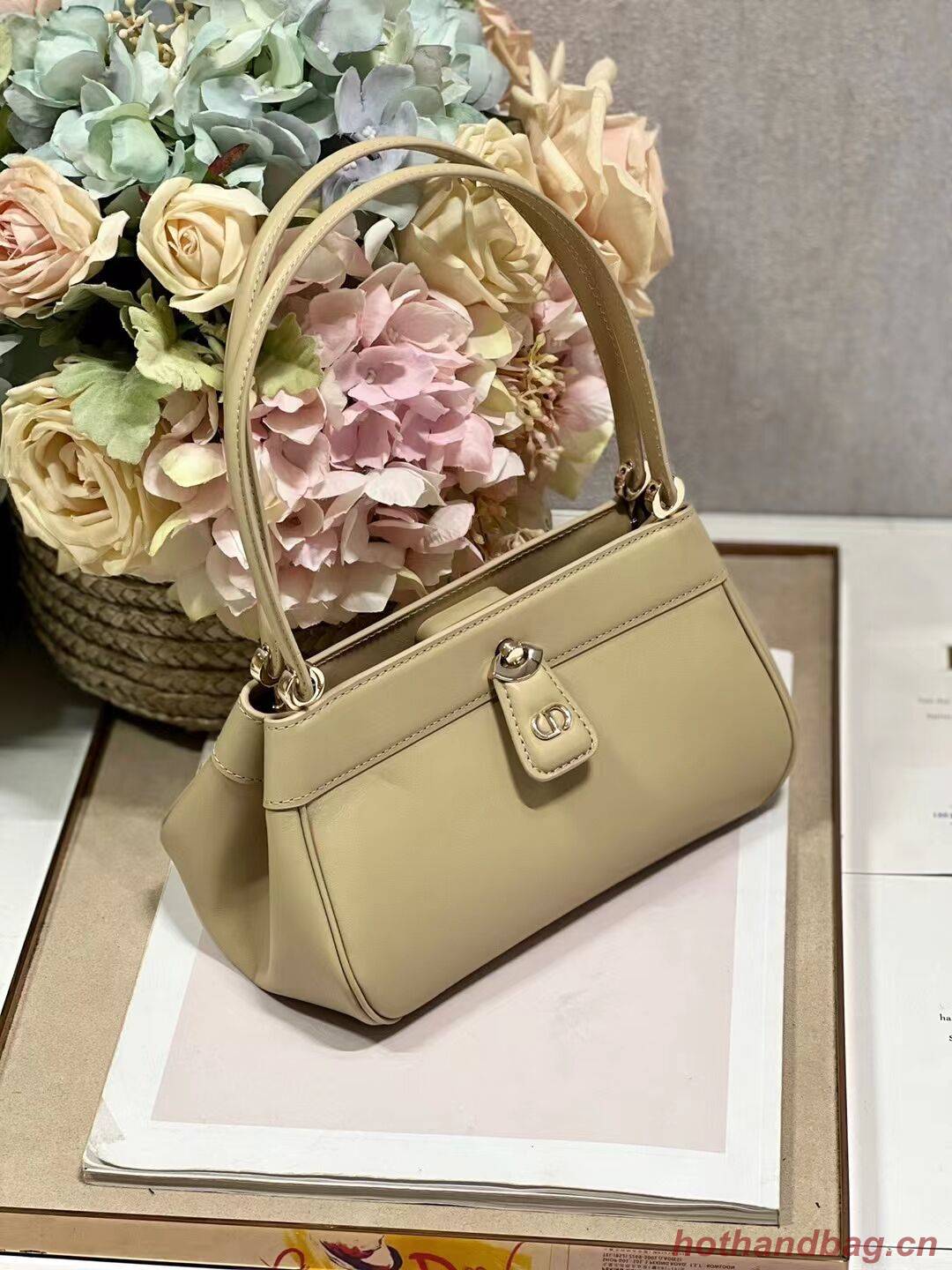 SMALL DIOR KEY BAG Box Calfskin M1844O Sand-Colored