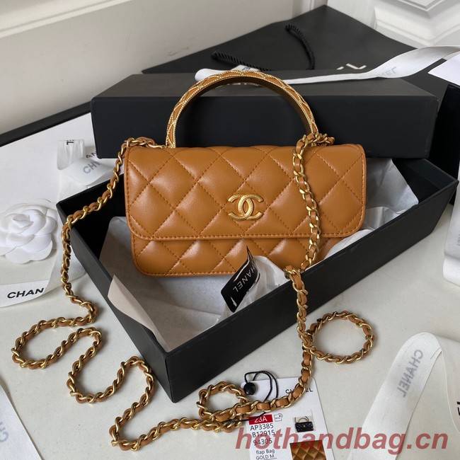 Chanel MINI FLAP BAG WITH TOP HANDLE AP3385 brown